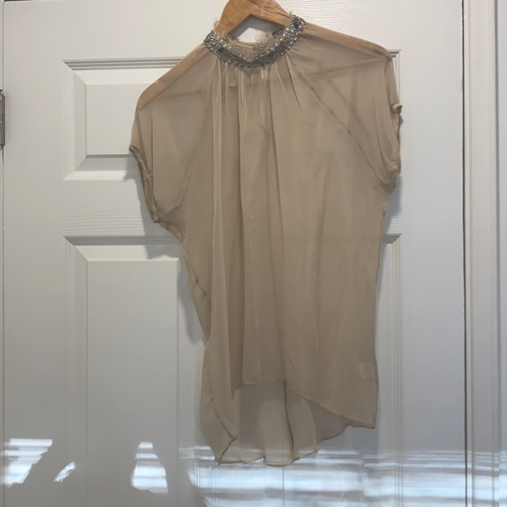 Naven, XS, sheer tan blouse